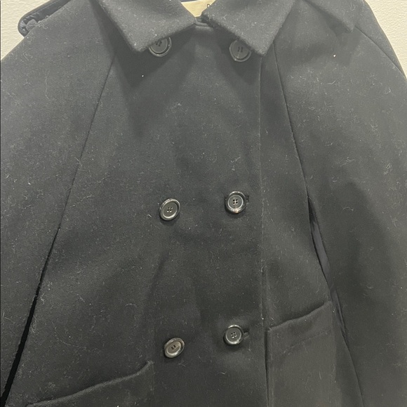 RHIÉ Classic Wool Black  Cape Coat Size 2 - Picture 4 of 7